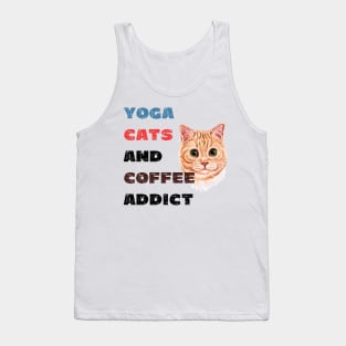 Yoga cats and coffee addict funny quote for yogi Tank Top